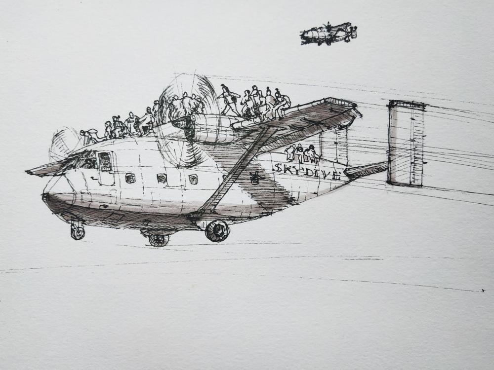Самолет графический рисунок